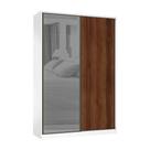Guarda Roupa 2 Portas de Correr 3 Gavetas 159cm com Vidro Reflecta Prata Prime Luciane Móveis