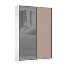 Guarda Roupa 2 Portas de Correr 3 Gavetas 159cm com Vidro Reflecta Prata Prime Luciane Móveis