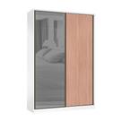 Guarda Roupa 2 Portas de Correr 3 Gavetas 159cm com Vidro Reflecta Prata Prime Luciane Móveis