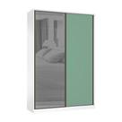 Guarda Roupa 2 Portas de Correr 3 Gavetas 159cm com Vidro Reflecta Prata Prime Luciane Móveis