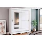 Guarda Roupa 2 Portas de Correr c/ Espelho Briz B66 Branco/Rosa - Henn