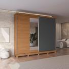 Guarda-roupa 2 Portas de Correr e 4 Gavetas com Espelhos e Pés Dormitorio Bigger Lo