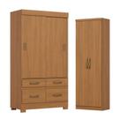 Guarda Roupa 2 Portas de Correr e 4 Gavetas Marel Flex BE25 com Armário Multiuso Margarida Cinamomo Off White- Henn Briz