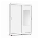 Guarda-Roupa 2 Portas de Correr Solteiro Herval Pratik, Branco Ártico, Com Espelho, Com Pés