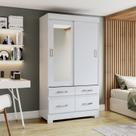 Guarda-roupa 2 Portas Deslizantes 4 Gavetas com Espelho B25