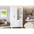 Guarda Roupa 2 Portas e 3 Gavetas c/ Espelho Briz B64 Branco/Rosa - Henn Guarda Roupa 2 Portas e 3 Gavetas c/ Espelho Briz B64 Branco/Rosa - Henn