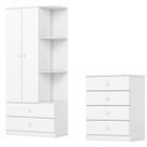 Guarda Roupa 2 Portas e Comoda 4 Gavetas Labirinto Henn