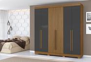 Guarda Roupa 230cm Casal 6 Portas 2 Gavetas - Atacama Ripado/ Grafite Aramóveis