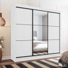 Guarda Roupa 2,30m Casal c/ Espelho 3 Portas Correr 8 Gavetas Tokio Branco - Rud Rack