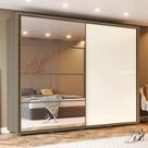 Guarda-roupa 268cm Casal com Espelho 2 Portas de Correr de MDF Cavic Henn