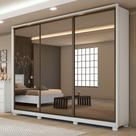 Guarda Roupa 3 Espelhos 3 Portas de Correr 6 Gavetas 270,5cm 100% MDF Spazio Super Glass Yescasa