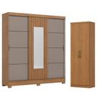 Guarda Roupa 3 Portas 2 Gavetas Royal Nature Avelã com Armário Multiuso Margarida Cinamomo - Henn Briz