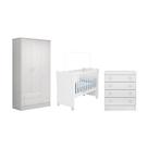 Guarda Roupa 3 Portas, Berço e Cômoda 4 Gavetas Branco