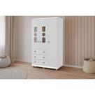 Guarda Roupa 3 Portas c/ (2 Cristal) e 3 Gavetas Tedy Branco - Peroba