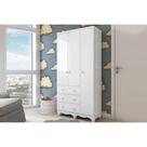 Guarda Roupa 3 Portas c/ e 3 Gavetas Júnior Branco - Peroba