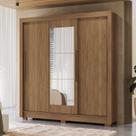 Guarda-Roupa 3 Portas Correr 2 Gavetas com Espelho Maringá Marrom/Jatoba