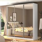 Guarda-roupa 3 Portas de Correr 3 com Espelho 3 Gavetas Lumina