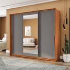 Guarda-Roupa 3 Portas De Correr 4 Gavetas Com Espelho 220cm Em Mdp/mdf Politorno