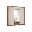 Guarda Roupa 3 Portas de Correr e 2 Gavetas c/ Espelho e Pés Residence Amêndola/Off White - Demóbile