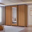 Guarda-roupa 3 Portas de Correr e 4 Gavetas com Espelhos e Pés Dormitorio Sliding