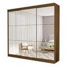 Guarda Roupa 3 Portas de Correr Todo Espelhado 4 Gavetas Isabela Minastex Freijó