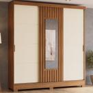 Guarda Roupa 3 Portas Deslizantes com Aplique Ripado 2 Gavetas e Pés em Abs Espresso Móveis