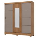 Guarda Roupa 3 Portas Deslizantes com Aplique Ripado 2 Gavetas e Pés Royal B376 Nature Avelã - Henn - Briz