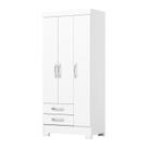 Guarda Roupa 3 portas e 2 Gavetas com Pés Branco/Rosa Chá
