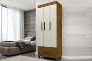 Guarda-roupa 3 portas marrom com off white - Canada
