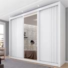 Guarda-Roupa 3 Portas Milano com Espelho na Porta Central e Portas Ripadas MDF Branco Guarda-Roupa 3 Portas Milano com Espelho na Porta Central e Portas Ripadas MDF Branco