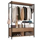 Guarda-Roupa 3 Prateleiras 2 Gavetas Aço Carbono e MDF com e Cabideiro Bianca