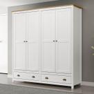 Guarda-Roupa 4 Portas 2 Gavetas Topázio Branco/Freijó Madeira Pinus - Finestra