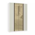 Guarda Roupa 4 Portas 3 Gavetas 159,2 cm com Vidro Reflecta Bronze Prime Luciane Móveis