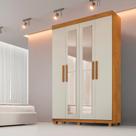 Guarda-roupa 4 Portas 3 Gavetas com Espelho MDF Parma Yescasa