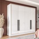 Guarda-Roupa 4 Portas 4 Gavetas 161cm Com Detalhes Usinados E Corrediça Telescópica Em Mdp/mdf Politorno
