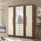 Guarda-roupa 4 Portas 4 Gavetas com Espelho e Pés Mdp Aurora