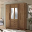Guarda-roupa 4 Portas 4 Gavetas com Espelho e Pés Mdp Aurora