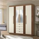 Guarda-roupa 4 Portas 4 Gavetas com Espelho Mdp Aurora