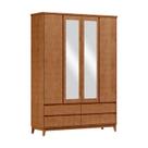 Guarda Roupa 4 Portas 4 Gavetas Prata Freijó - FN Guarda Roupa 4 Portas 4 Gavetas Prata Freijó - FN