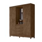 Guarda Roupa 4 Portas com Espelho Capri Castanho Wood 831331 Moval Guarda Roupa 4 Portas com Espelho Capri Castanho Wood 831331 Moval