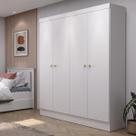 Guarda Roupa 4 Portas de Abrir Solteiro 135cm 5 Nichos Armário Quarto Multiuso Renzo