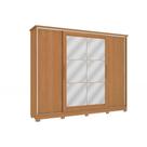 Guarda Roupa 4 Portas de Correr (2 c/ Espelho) e 4 Gavetas c/ Pés CB01N565 Flex Canela/Canela ou Macadamia - Kappesberg