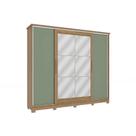 Guarda Roupa 4 Portas de Correr (2 c/ Espelho) e 4 Gavetas c/ Pés CB01N565 Flex Nogueira/Macadamia ou Verde - Kappesberg