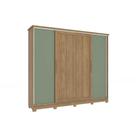 Guarda Roupa 4 Portas de Correr e 4 Gavetas c/ Pés CB03N565 Flex Nogueira/Macadamia ou Verde - Kappesberg