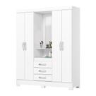 Guarda Roupa 4 portas e 3 Gavetas B24 Branco/Rosa Chá