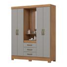 Guarda Roupa 4 portas e 3 Gavetas B24 Nature/Cinza