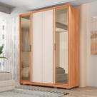 Guarda-Roupa 4 Portas e 3 Gavetas com Vidro Reflecta Cristal New Marrom/Freijó/Off White