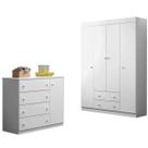 Guarda Roupa 4 Portas e Cômoda Sapateira Mdf Moveis para Quarto Infantil Branco