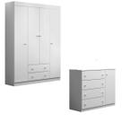 Guarda Roupa 4 Portas e Cômoda Sapateira Mdf Moveis para Quarto Infantil