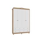 Guarda Roupa 4 Portas Elô c/ e 4 Gavetas Branco/Carvalho - Peroba